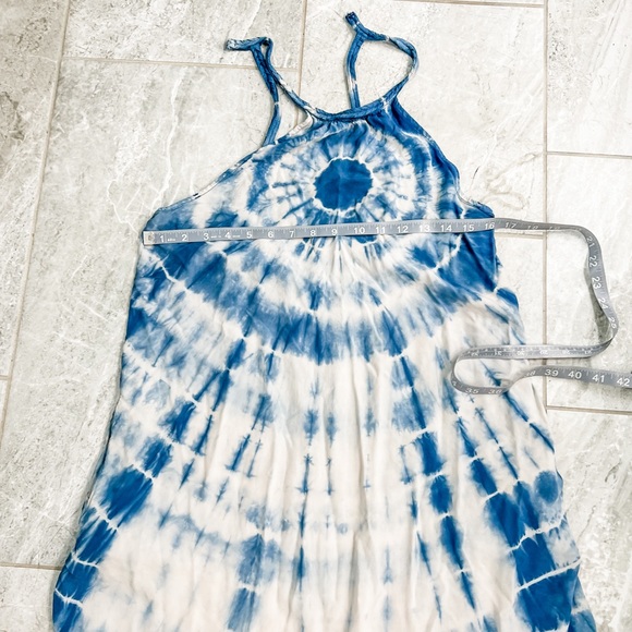 American Eagle Blue Tie Dye Halter Racerback Sun Dress Size Small - Picture 10 of 12